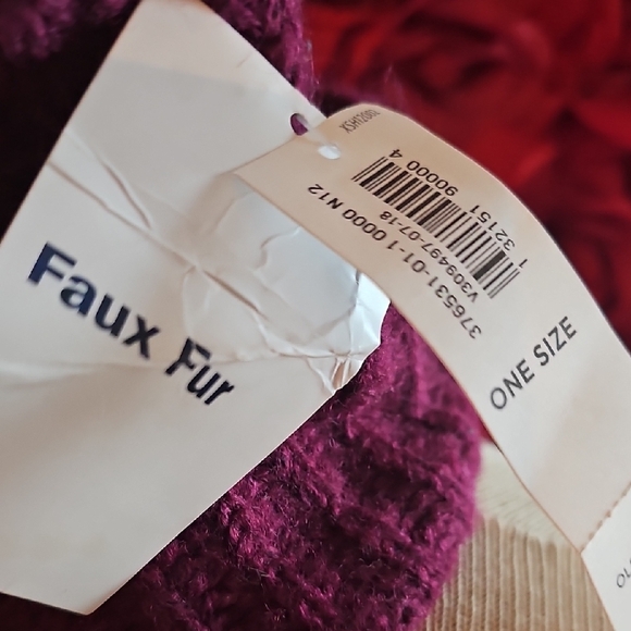 Avon Burgundy Knit Beanie with Pom Pom - Picture 2 of 4